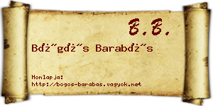 Bögös Barabás névjegykártya